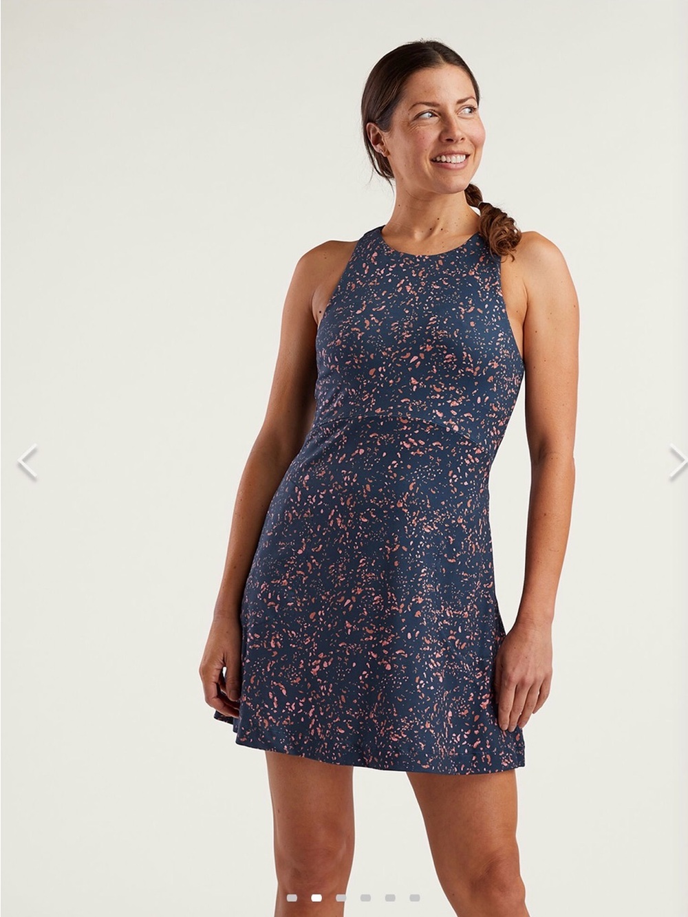 Navy Blue & pink Print racerback Midi Dress